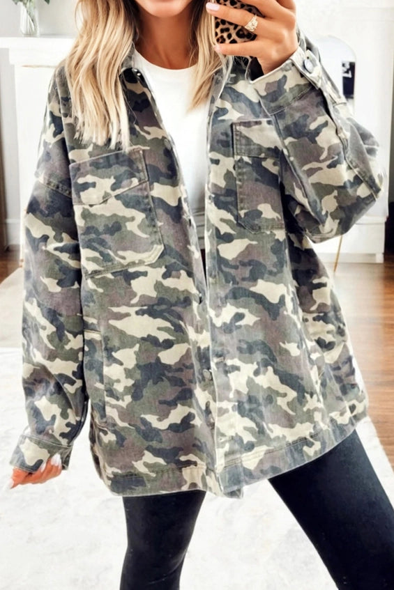 Camo Loose Denim Jacket