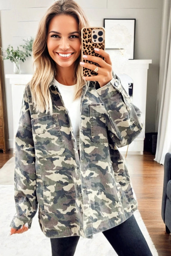 Camo Loose Denim Jacket