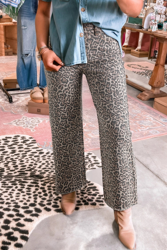 Leopard Western High Waist Jeans