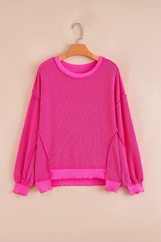 Sweetheart Hot Pink Distressed Knit Top