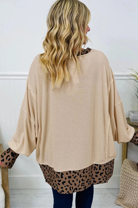 Leopard Star Patchwork Oversized Sweatshirt